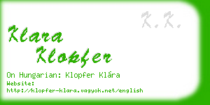 klara klopfer business card